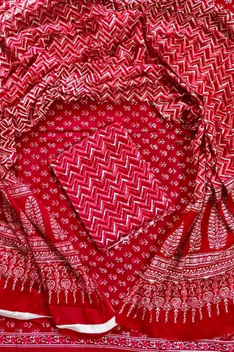 Multicolor cotton dress material with mul dupatta