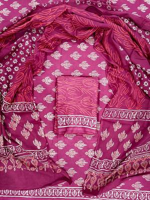 Multicolor cotton dress material with mul dupatta 1