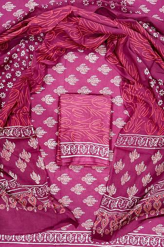 Multicolor cotton dress material with mul dupatta