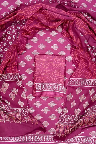 Multicolor cotton dress material with mul dupatta