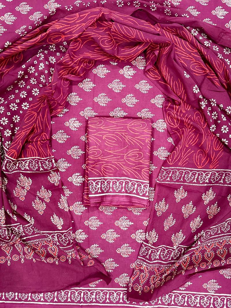 Multicolor cotton dress material with mul dupatta