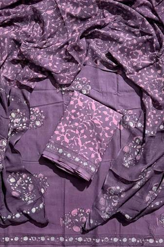 Multicolor cotton dress material with mul dupatta