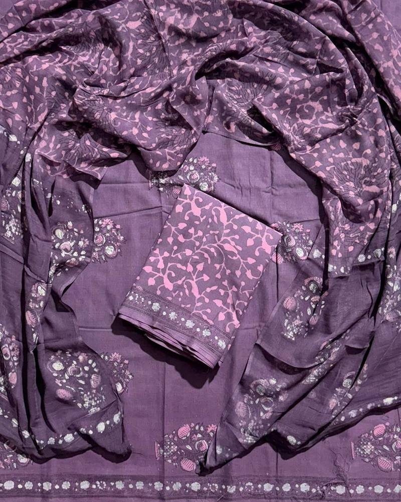 Multicolor cotton dress material with mul dupatta