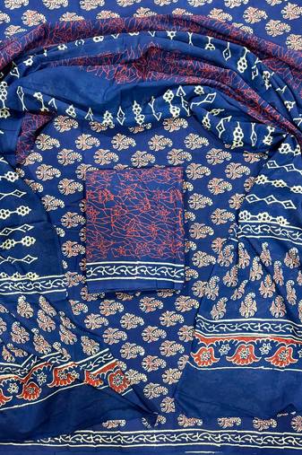 Multicolor cotton dress material with mul dupatta