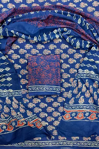 Multicolor cotton dress material with mul dupatta