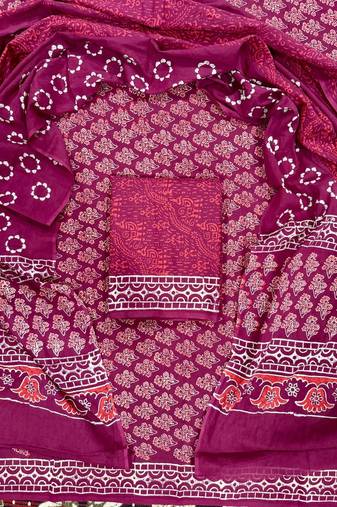 Multicolor cotton dress material with mul dupatta
