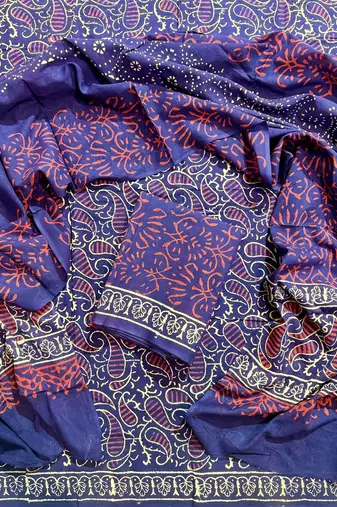 Multicolor cotton dress material with mul dupatta