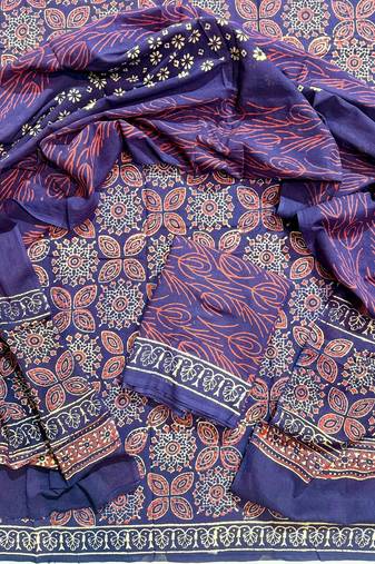 Multicolor cotton dress material with mul dupatta