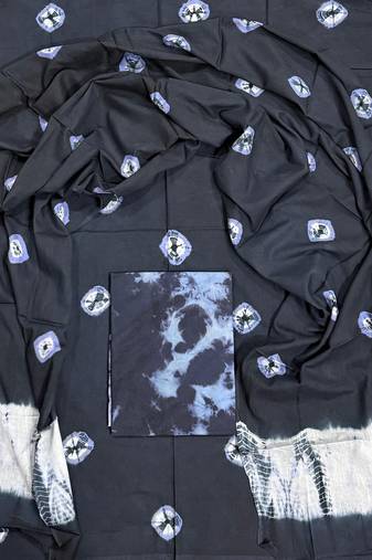 Multicolor cotton dress material with mul dupatta