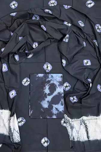 Multicolor cotton dress material with mul dupatta