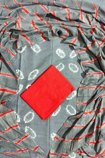 Multicolor cotton dress material with mul dupatta