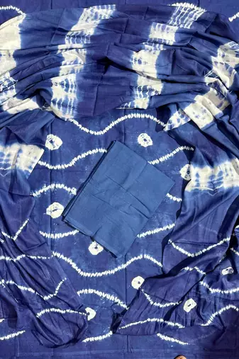 Multicolor cotton dress material with mul dupatta