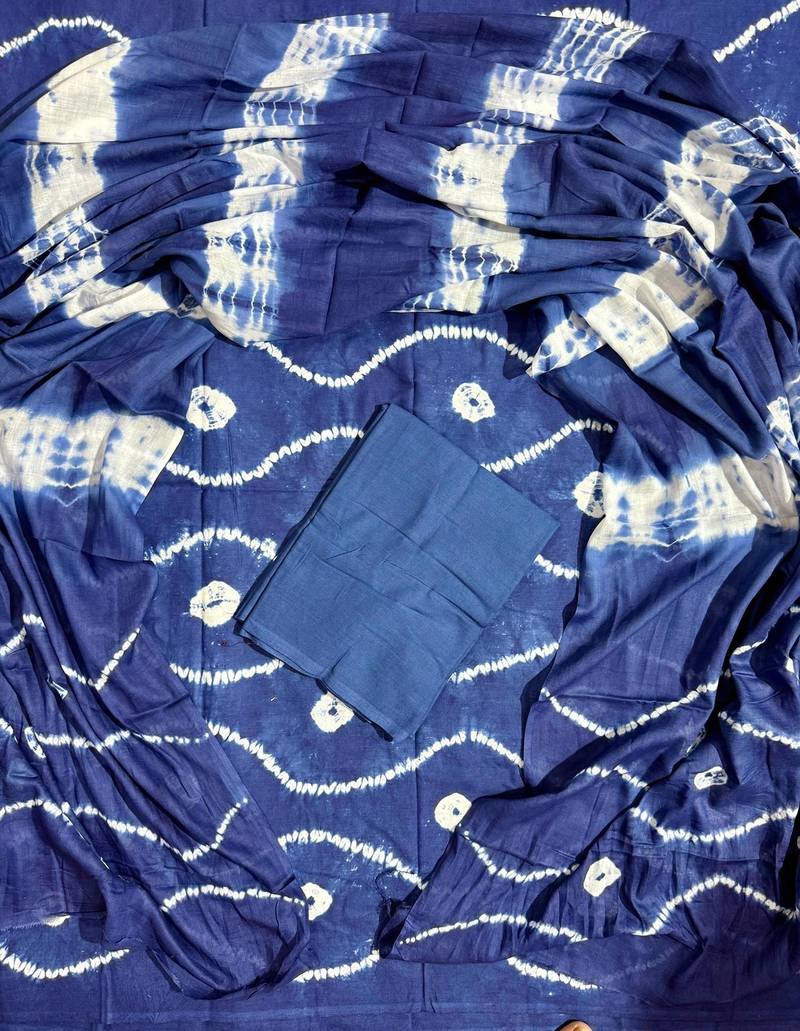 Multicolor cotton dress material with mul dupatta