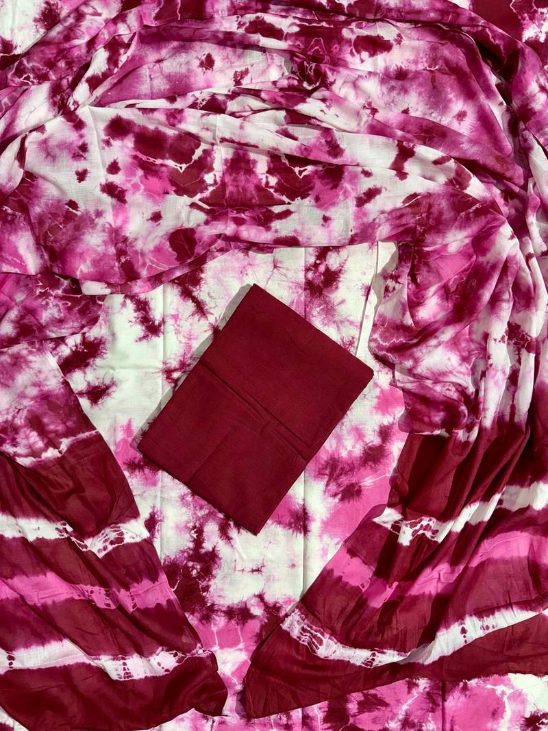 Multicolor cotton dress material with mul dupatta