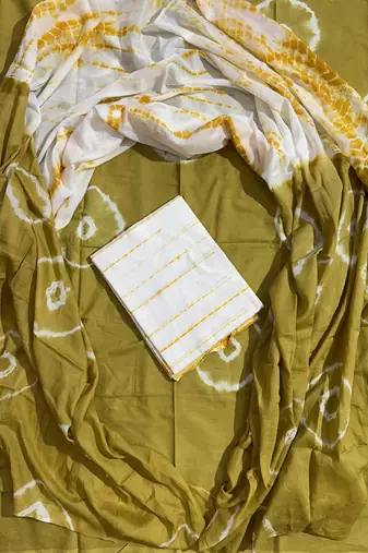 Multicolor cotton dress material with mul dupatta