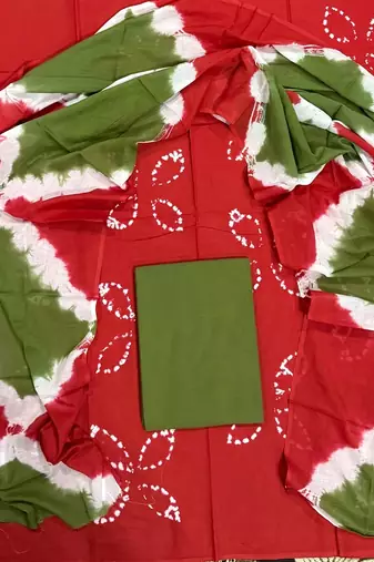 Multicolor cotton dress material with mul dupatta