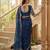 blue silk party wear saree with bangalore silk blouse