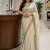 sadika Fendy Space Silk Saree with Sequin Embroidery and Heavy Gold Fancy Fringes Lace Border 