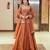 Brown silk embroidered lehenga set