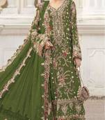 Mehendi silk embroidered salwar suit