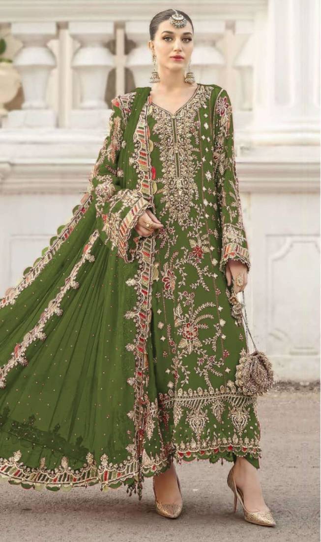 Mehendi silk embroidered salwar suit