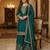 Dark teal silk embroidered sharara set
