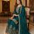 Dark teal silk embroidered sharara set