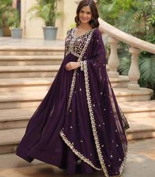 Wine georgette embroidered sharara set