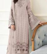 Beige faux georgette embroidered kurta set