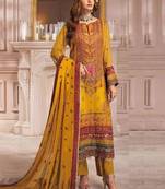 Yellow georgette embroidered salwar suit
