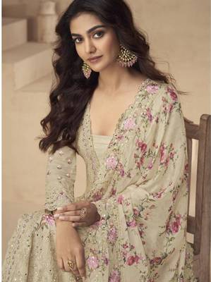 Cream silk embroidered palazzo set 2