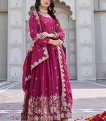 Georgette heavy cording sequence & bids embroidery work new festival long gown & duptta