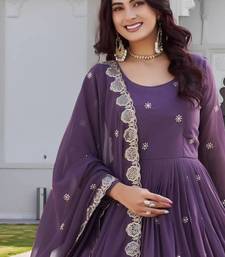 Georgette heavy cording sequence & bids embroidery work new festival long gown & duptta