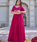 Crep silk heavy cording sequence & bids embroidery work new festival long gown & duptta