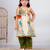 beige paithani silk kurti with green cotton silk pant for girls