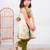 beige paithani silk kurti with green cotton silk pant for girls