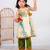 beige paithani silk kurti with green cotton silk pant for girls