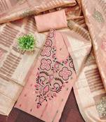 Elegant simmer butti embroidered dress material with jacquard dupatta & santoon bottom