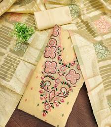Elegant simmer butti embroidered dress material with jacquard dupatta & santoon bottom