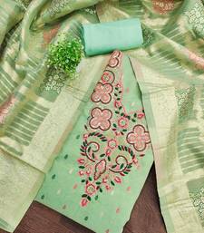 Elegant simmer butti embroidered dress material with jacquard dupatta & santoon bottom