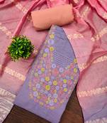 Elegant parampara cotton embroidered dress material with dyable jacquard dupatta