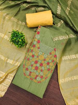 Elegant parampara cotton embroidered dress material with dyable jacquard dupatta 1