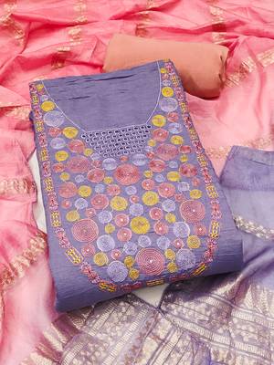 Elegant parampara cotton embroidered dress material with dyable jacquard dupatta 2