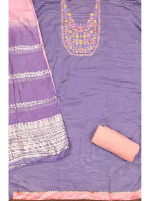 Elegant parampara cotton embroidered dress material with dyable jacquard dupatta 3
