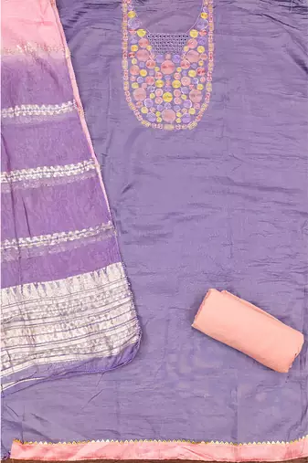 Elegant parampara cotton embroidered dress material with dyable jacquard dupatta