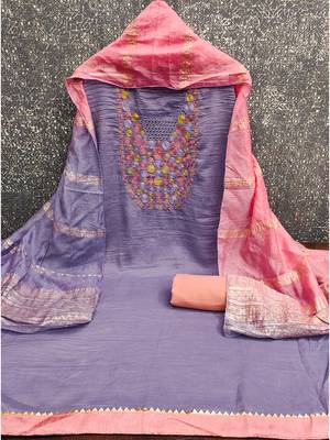 Elegant parampara cotton embroidered dress material with dyable jacquard dupatta 4