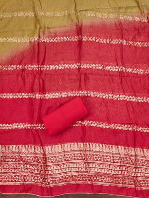 Elegant parampara cotton embroidered dress material with dyable jacquard dupatta 5