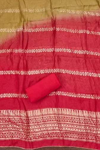 Elegant parampara cotton embroidered dress material with dyable jacquard dupatta