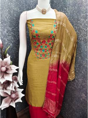 Elegant parampara cotton embroidered dress material with dyable jacquard dupatta 6