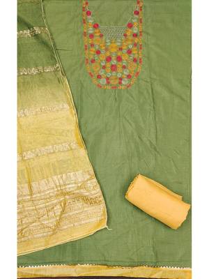 Elegant parampara cotton embroidered dress material with dyable jacquard dupatta 3